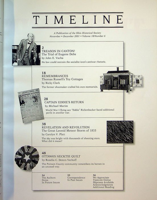 Timeline Ohio Historical Magazine Nov/Dec 2001 Vol 18 No 6 Thomas Russell Toy's 2