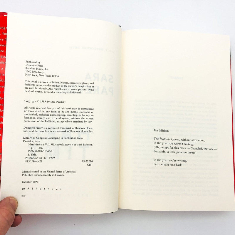 Hard Time Hardcover Sara Paretsky 1999 VI Warshawski Mystery Suspense 1st Editio 8