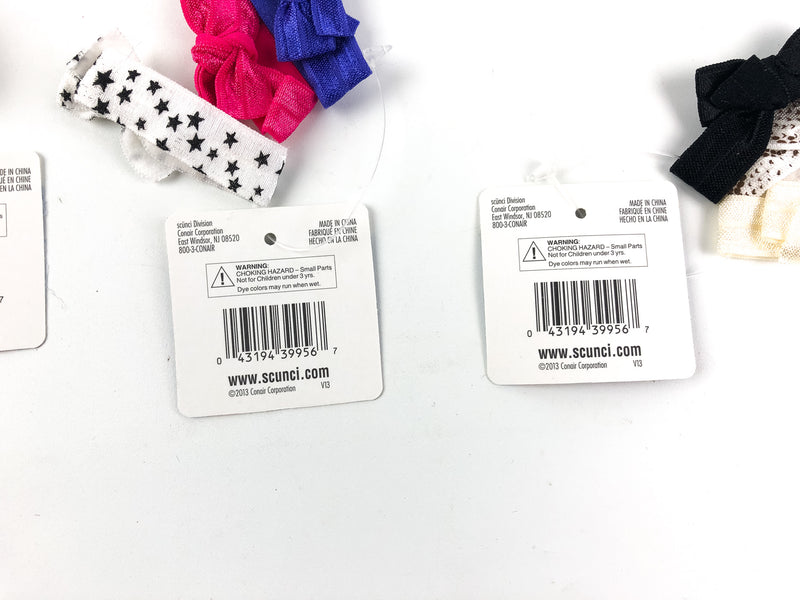 18ct Scunci Hair Ties Knotted Ponytailers Ponytail Holders Bows Ribbons Stars