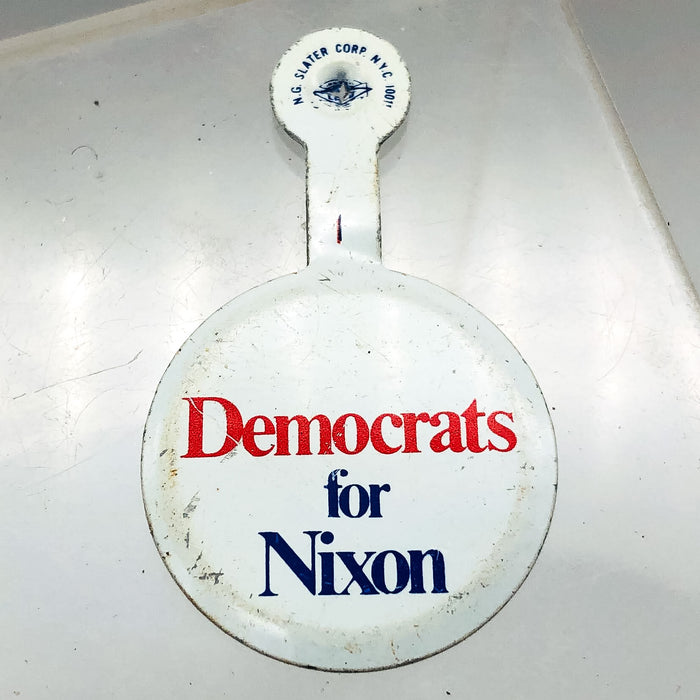 Democrats For Nixon Fold Over Back Tab Pin Button 1.5" Presidential Campaign