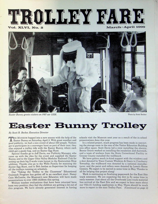 Trolley Fare Magazine Apr 1999 Easter Bunny Egg Hunt Car 5326 PA Railway Museum