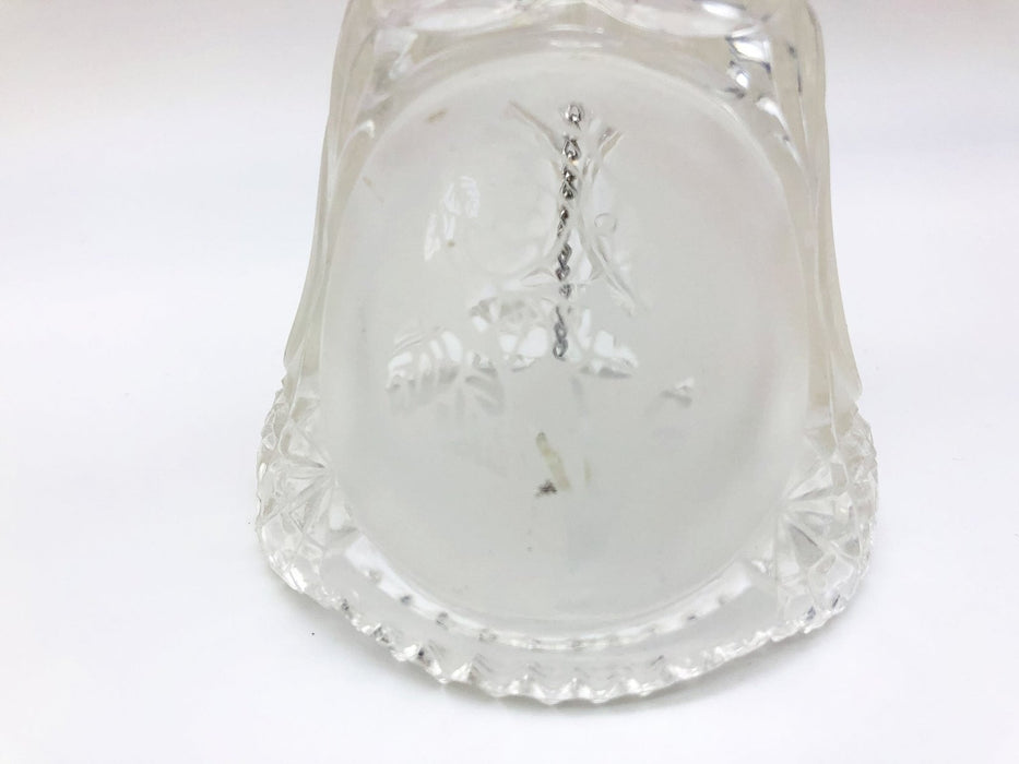 Vintage Lead Crystal Bell 8" Etched 3 Rose Flower Frosted Panels Dinner Table 5