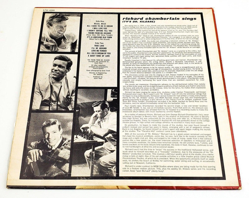 Richard Chamberlain Richard Chamberlain Sings 33 RPM LP Record MGM 1962 E-4088 2