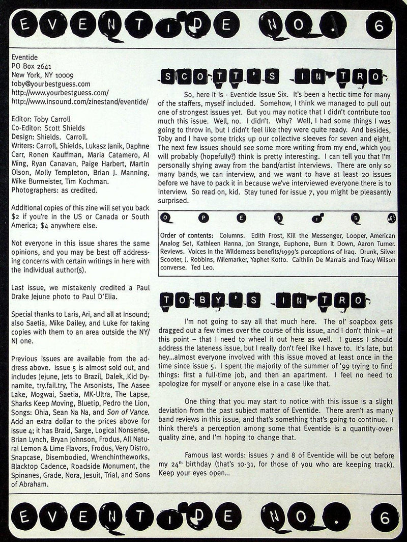 Eventide Magazine Number 6 Ted Leo, Euphone, Looper, Silver Scooter 2
