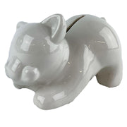 Vintage White Glossy Ceramic Dog Coin Piggy Bank 1