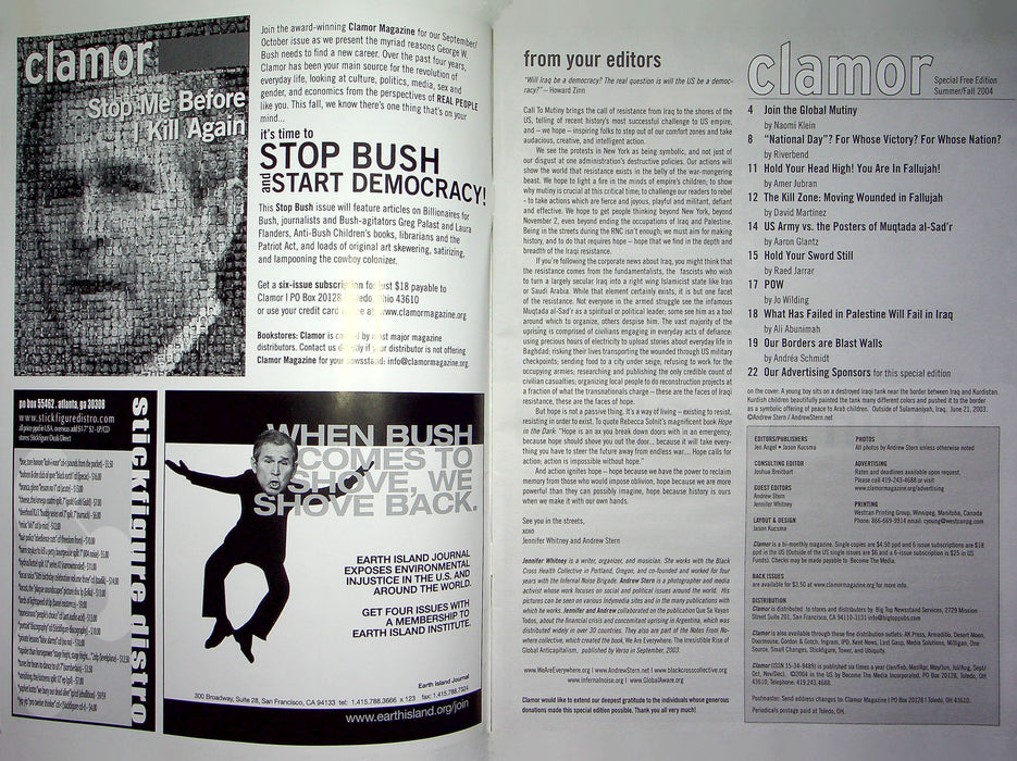 Clamor Magazine Sum Fall 2004 Stop Bush Start Democracy Fallujah Global Mutiny