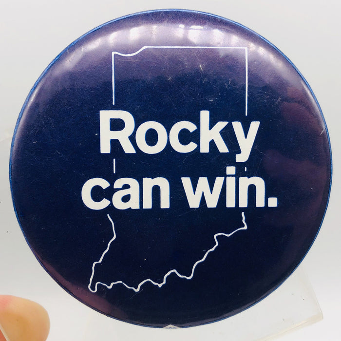 Rocky Can Win Button Pinback 3" Indiana Democrat Lt. Governor Robert Rock 1960s