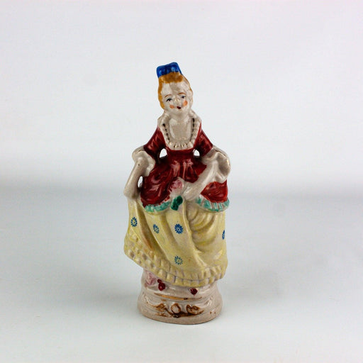 Occupied Japan Victorian Woman w/ Red Yellow Dress 7 Inches 1