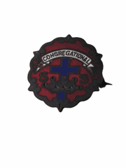 Bronze Congregational Lapel Pin Sunday School Little System Cross Crown Vintage 3