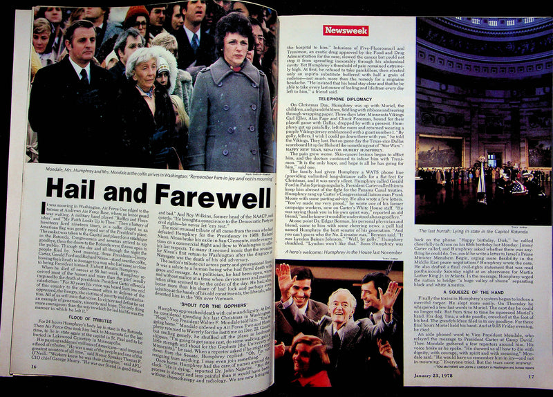 Newsweek Magazine January 23 1978 Hubert H Humphrey Dies Cambodia Communists 3