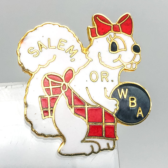 Womens Bowling Association Lapel Pin Pinback WBA Salem Oregon White Squirl