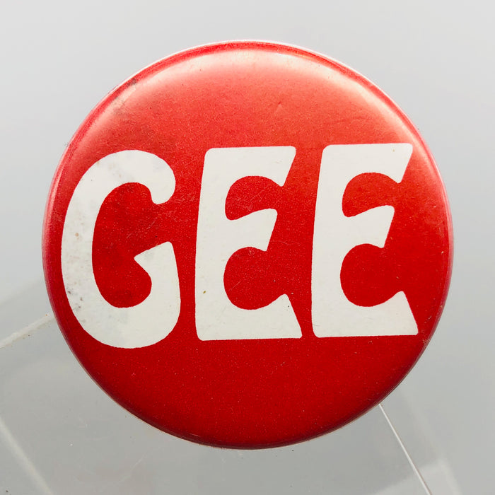 Vintage Gee Button 1.5" Political Politician Campaign Pinback Pin Red