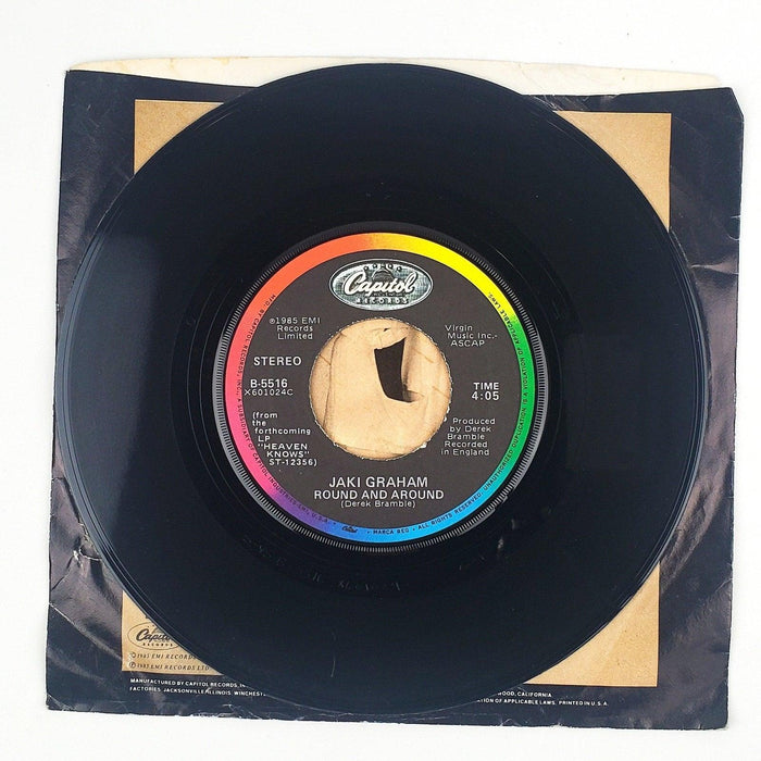 Jaki Graham Round And Round Record 45 RPM Single B-5516 Capitol Records 1985 3