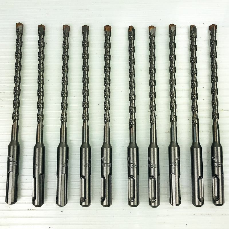 10pk Hammer Drill Bit 1/4"x6" SDS Plus Carbide Tipped 3.75" LOC Concrete Rotary