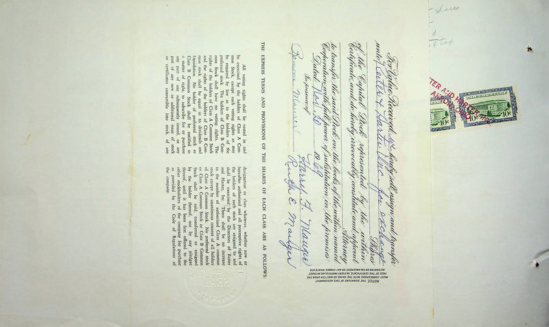 Reiter Dairy Company Stock Certificate Bond Scripophilly Akron Ohio 1966 No 292