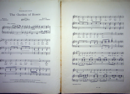 Sheet Music The Garden Of Roses Johann Schmid J E Dempsey 1909 Vocal Duet 2