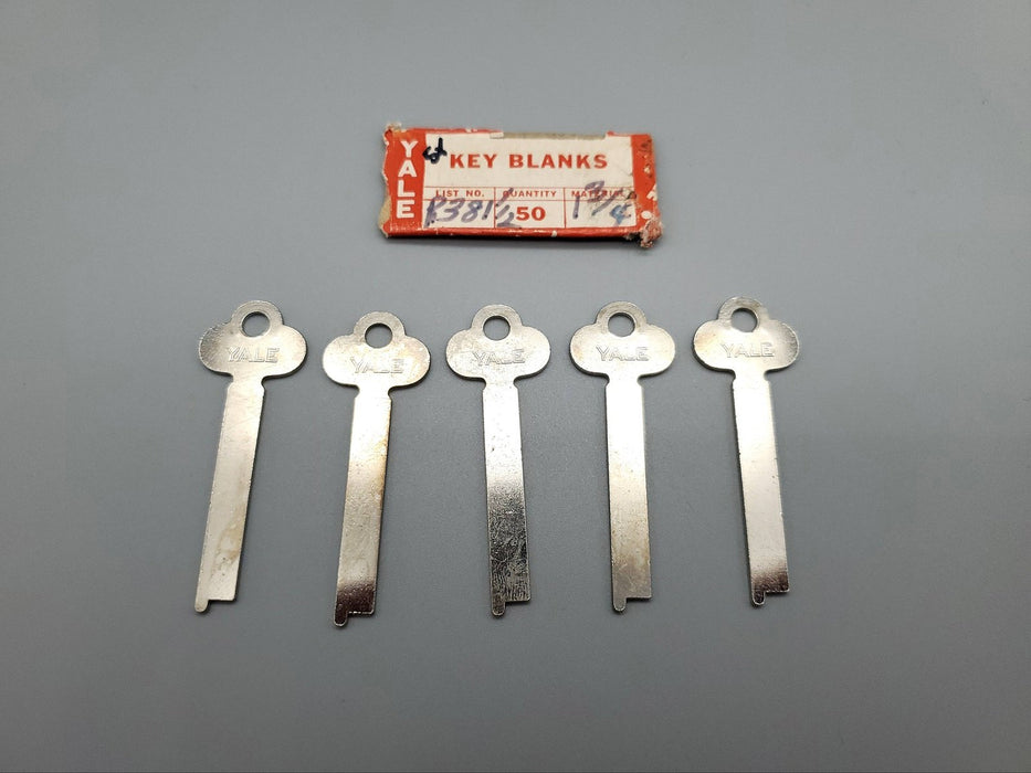 5x Yale R381 1/2 1-3/4" Key Blanks Flat Steel Vintage USA Made NOS 3