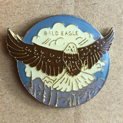 Bald Eagle Lapel Pin Soaring Wings Spread Alaska Mountains Enamel Large 1