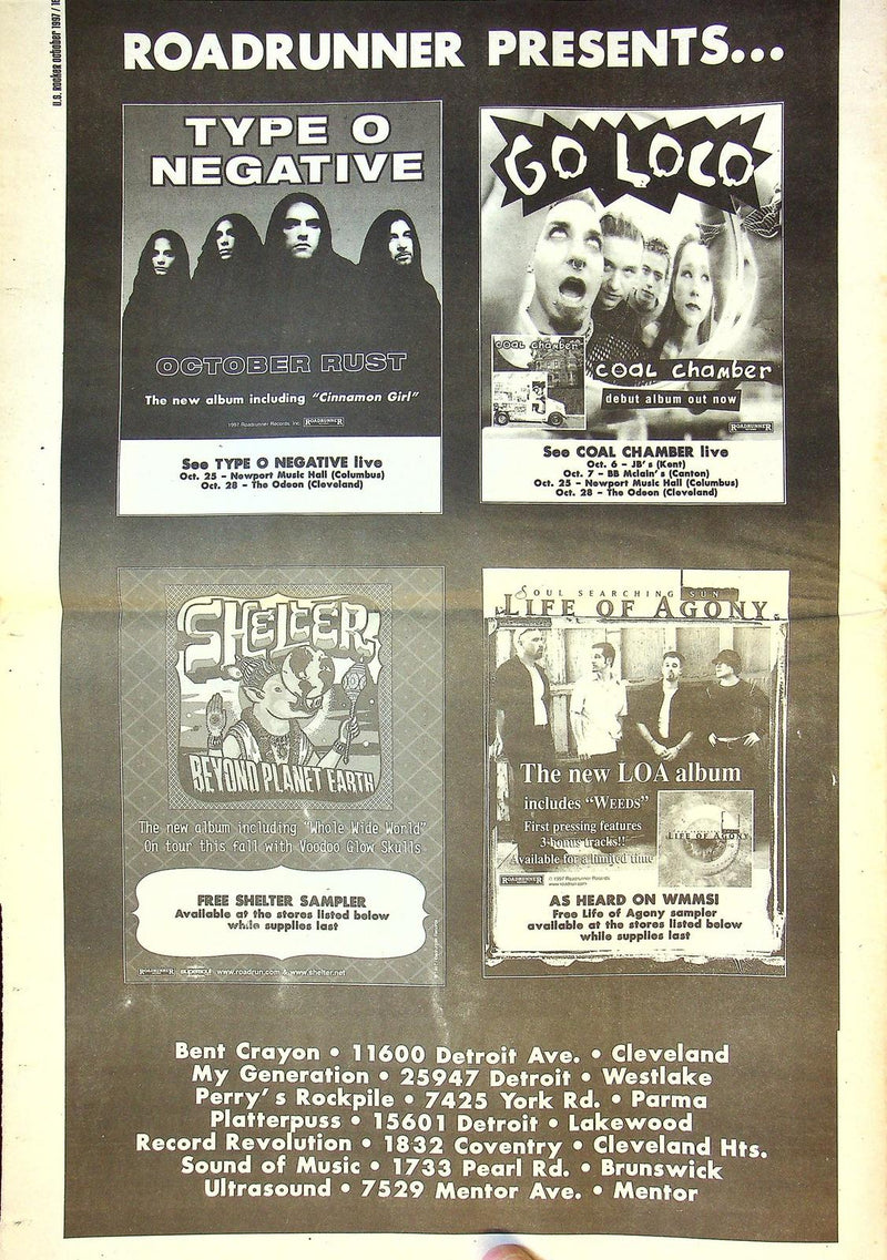 U.S Rocker Magazine Vol 8 No.10 1997 Emperor, Punk Rock Cheese Factory