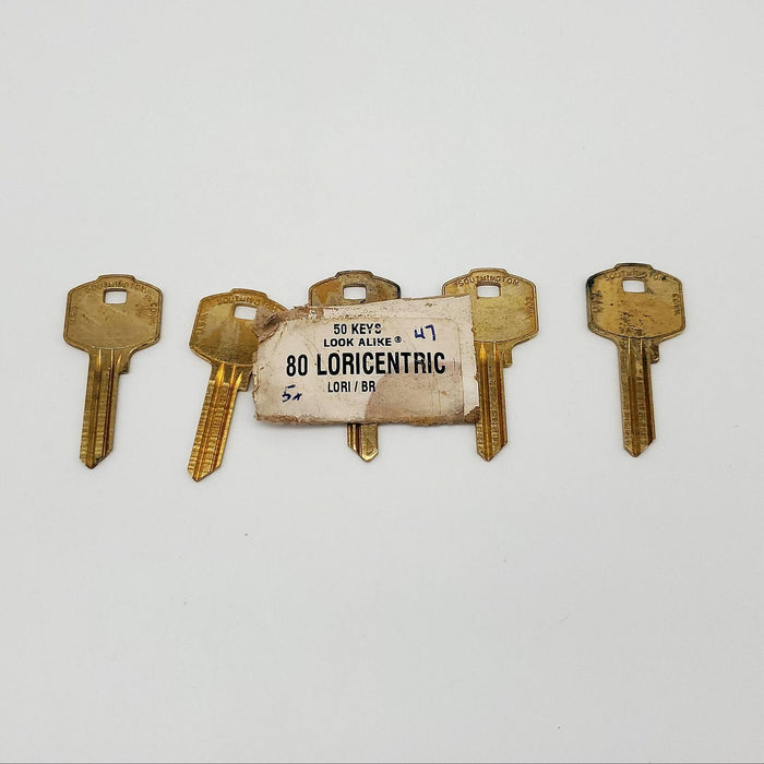 5x Ilco 80 Loricentric Key Blanks Brass 5 Pin NOS