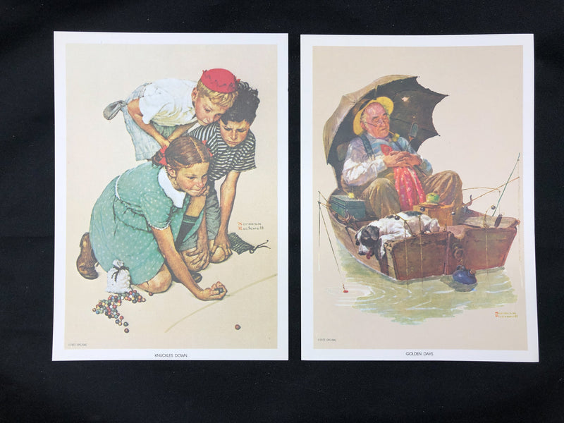 Norman Rockwell Lithograph Prints Knuckles Down Golden Day 5x7 Original Envelope