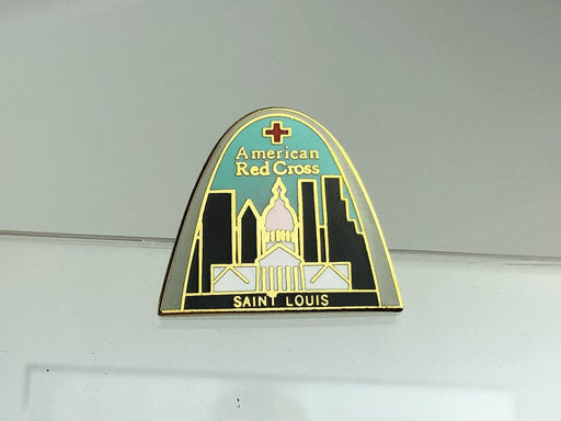 Vintage American Red Cross Lapel Pin ARC Saint Louis Missouri Golden Arch 2