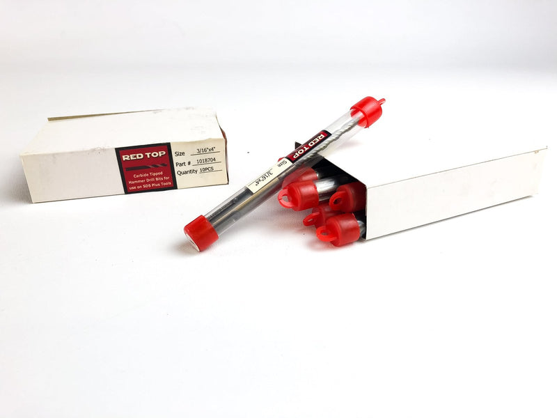 10pk Hammer Drill Bit 3/16" x 4" SDS Plus Carbide Tipped 1-7/8" LOC Concrete 1