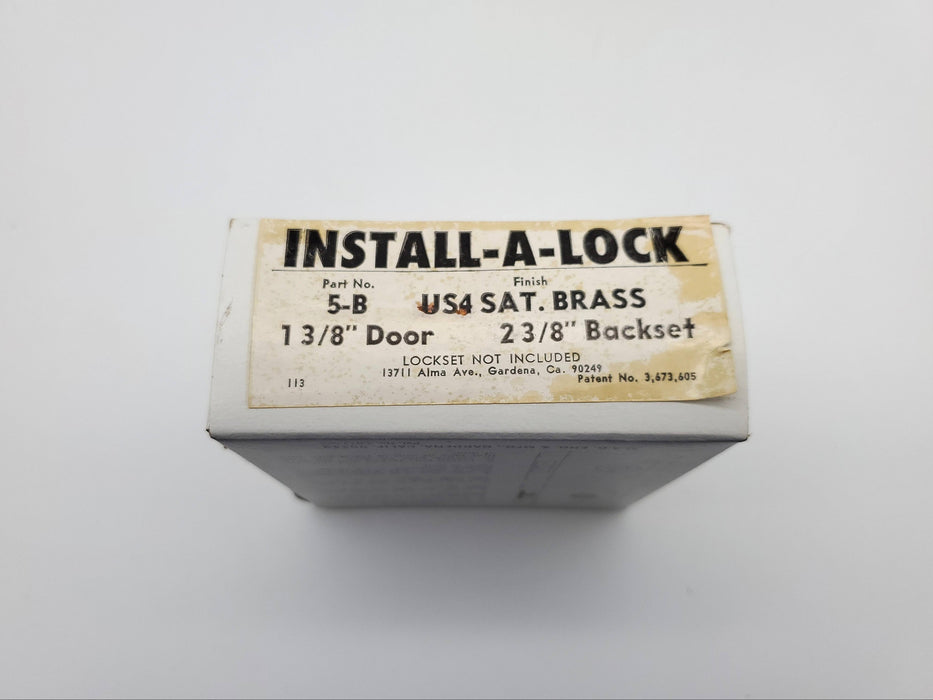 MAG Install A Lock Door Reinforcer Satin Brass 5-B 1-3/8" DR 2-3/8" BS NOS