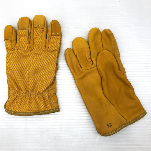 6 Pairs Leather Palm Safety Gloves Split PVC Tan Dash Dot Back Fabric MEDIUM 1