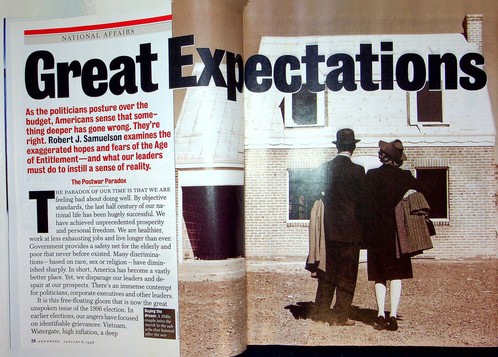 Newsweek Magazine January 8 1996 Age Of Entitlement Americans Great Expectations