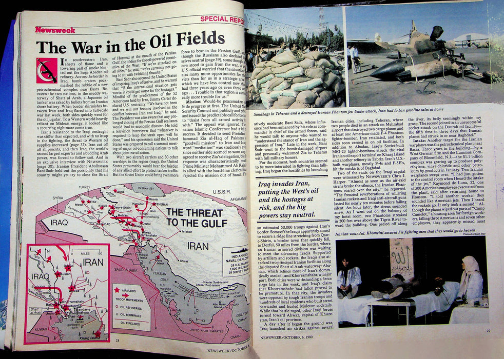 Newsweek Magazine October 6 1980 Gulf War Oil Field Iraq Invades Iran US Neutral 4