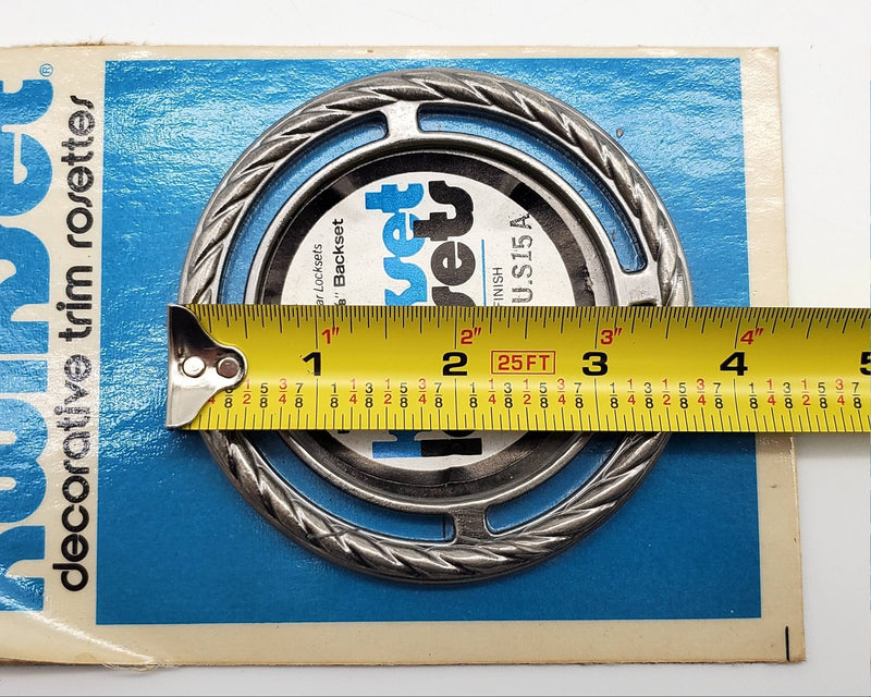 1960s Kwikset Ornamental Escutcheon Satin Nickel Blackened Relieved No 240 NOS 5