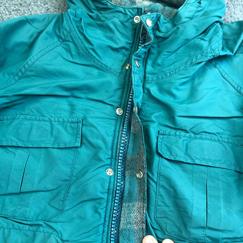 Vintage LL Bean Baxter State Parka Coat Womens Green Wool Lined Hooded