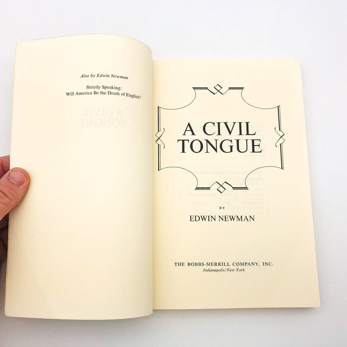 A Civil Tongue Hardcover Edwin Newman 1976 English Language Social Life Customs 6