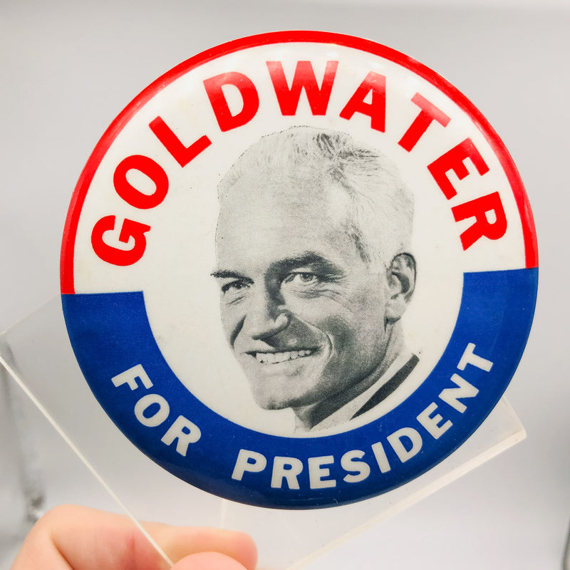 Barry Goldwater For President Button Pin 3.25" Political Campaign Union Made 3