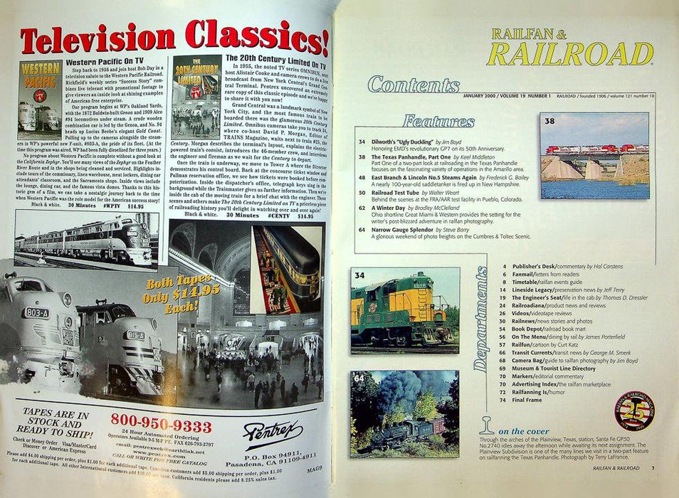 Railfan & Railroad Magazine January 2000 Vol 19 No 1 Railfanning Texas Panhandle