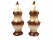 Large Pawn Chess Ceramic Salt & Pepper Shakers 10" Tall Vintage Signed HN 2