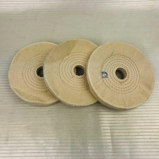 6" Buffing Polishing Wheel Buffer Pad 3pk 1" Arbor Cotton 50 Ply Spiral Sewn 2
