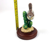 Vintage Thrush Bird Statue Figurine Ceramic Wood Base The Good Company 1989 11