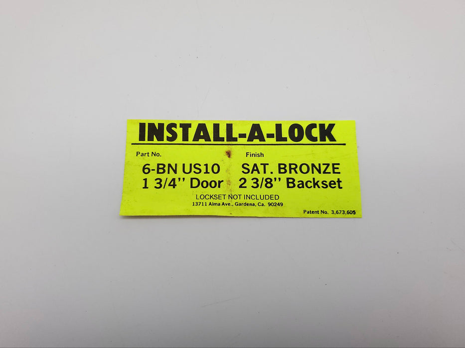 MAG Install A Lock Door Reinforcer Satin Bronze 6-BN 1-3/8 DR 2-3/8 BS NOS