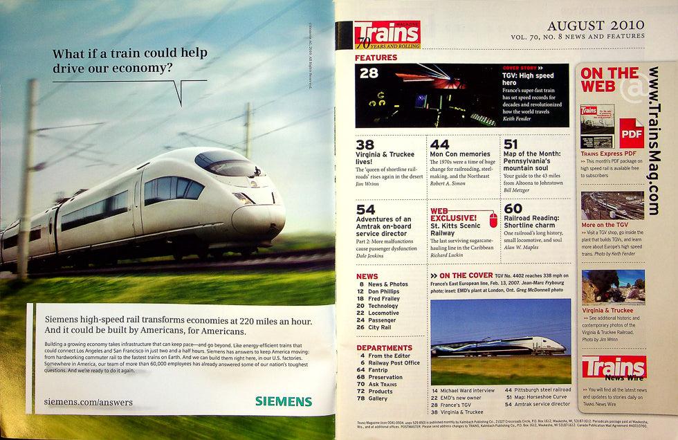 Trains Railroading Magazine August 2010 Vol 70 No 8 U.S. Learns From France