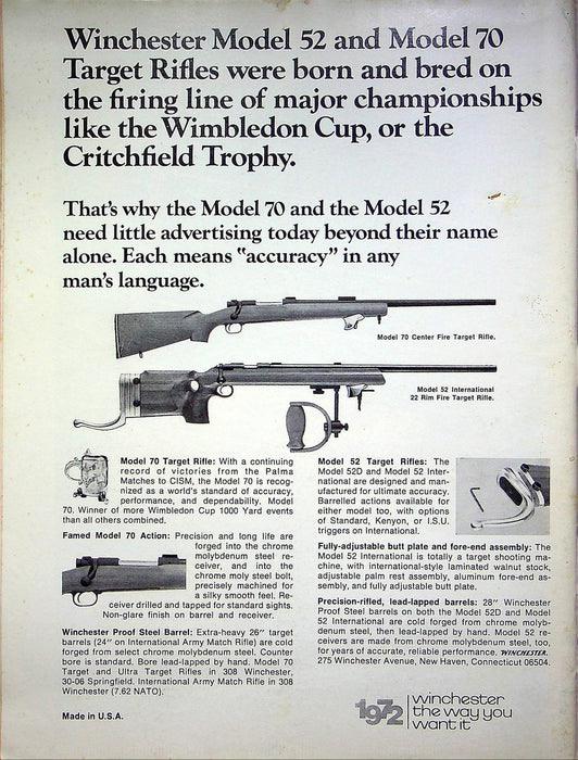 American Rifleman Magazine December 1972 Springfield-Joslyn Rifle Remington 550A