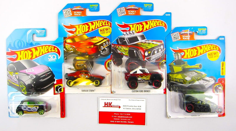 Hot Wheels Daredevils Fiat 500 Tanknator Bronco Terrain Storm Qty 4 NEW Diecast 1