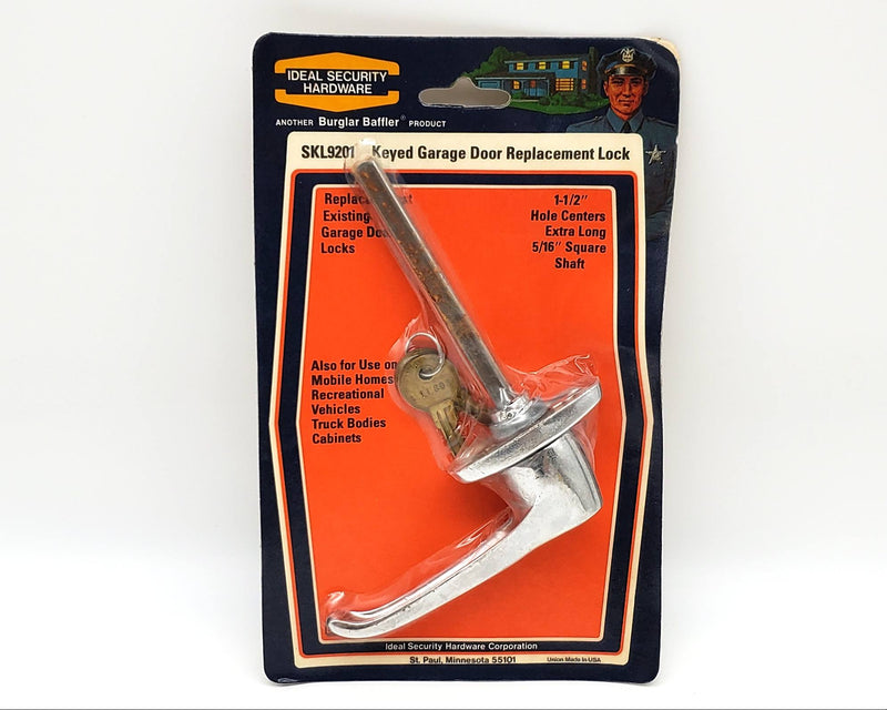 Vintage Garage Door Handle Lock Keyed L Polished Chrome USA Union Made NOS