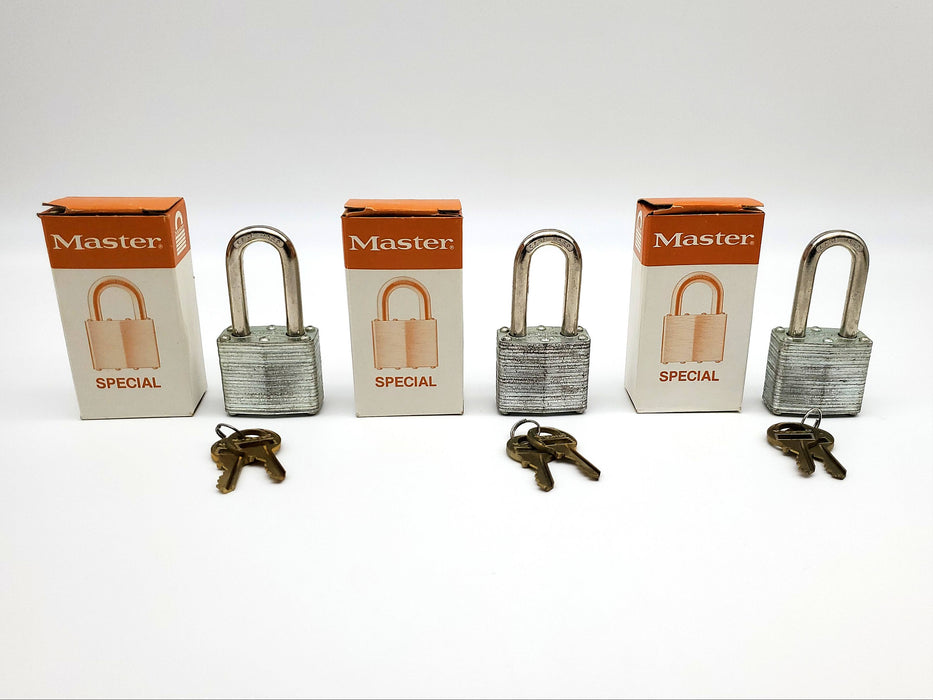 3x Master Lock Padlocks Keyed Alike 1-5/8" L x 0.28" D Shackle Milwaukee US NOS