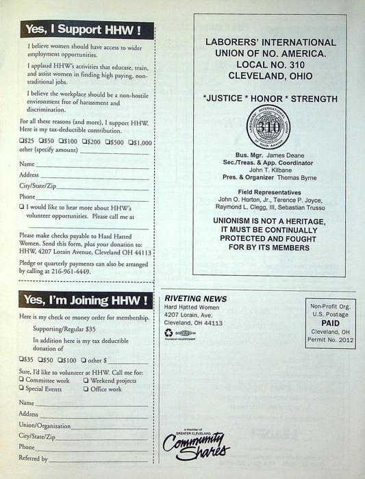 Hard Hatted Women of Cleveland February 2001 A day with women in the trades