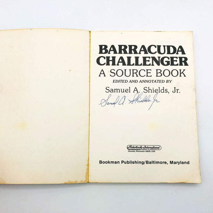 Barracuda Challenger Source Book Paperback Samuel A. Shields 1983 1st Edit Print 6