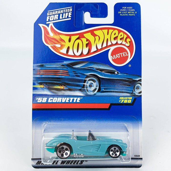 Hot Wheels Diecast Car Turquoise Teal Blue '58 Corvette 780 1997 New 2
