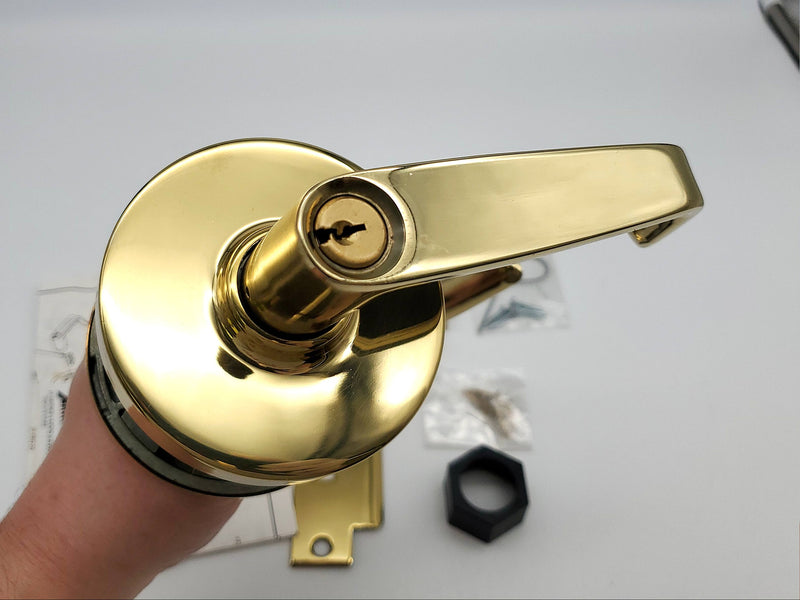 Arrow Door Lever Entry Lock Polished Brass US3 H12 SR LH NOS