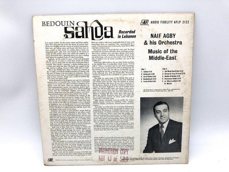 Naif Agby Bedouin Sahda Pretty Dancing Girl Record 33 LP AFLP 2122 PROMO 2